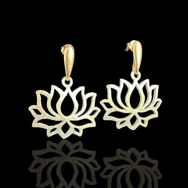 Contemporary Lotus Dangles w/ 24K gold plated posts