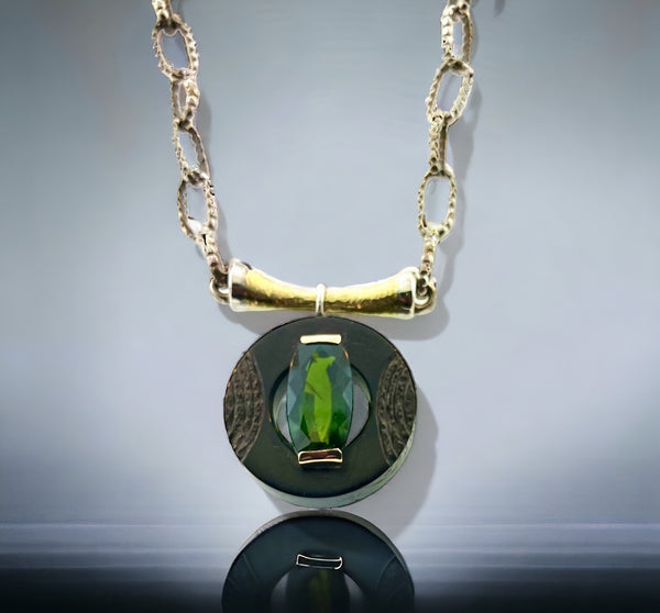 Rare Green Tourmaline Pendant with 18k Gold
