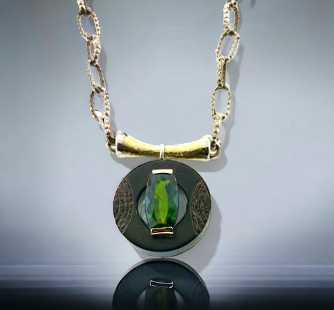 Rare Green Tourmaline Pendant with 18k Gold