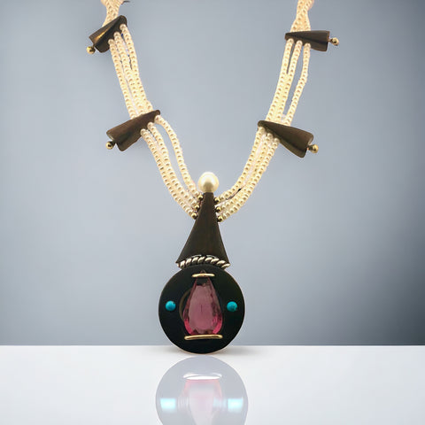 Tourmaline & Seed Pearl Necklace