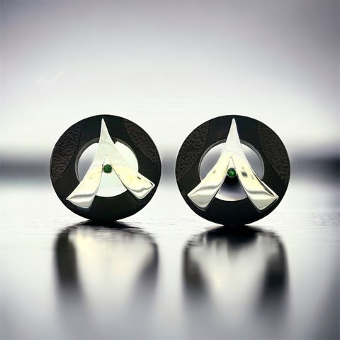 Sterling Silver and Green Garnet Earrings