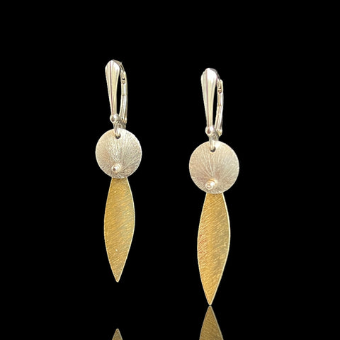 Slender Leaf and Circle Gold and Silver Dangles