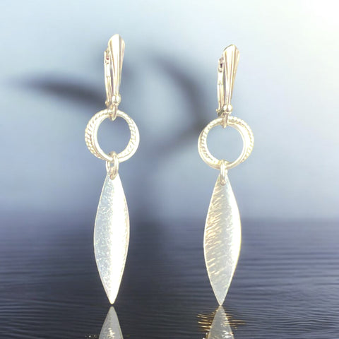 Love Knot Silver Leaf Dangle Earrings