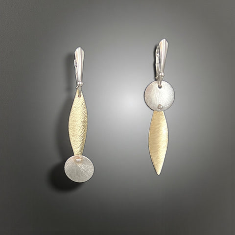 Slim Gold and Silver Dangle Earrings