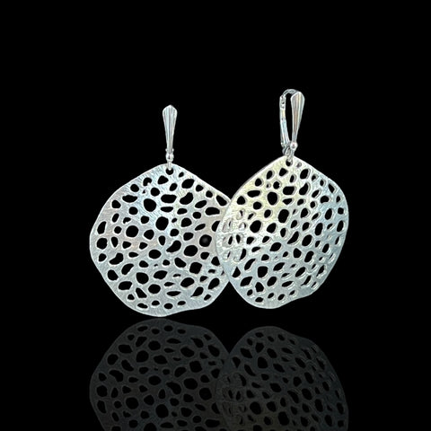 Openwork Circle Design Statement Earrings (Silver)