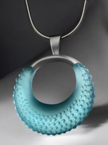 Blue Jewel w/Omega Glass Necklace