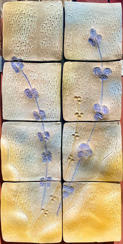 Ceramic tile with calming blue and soft yellow