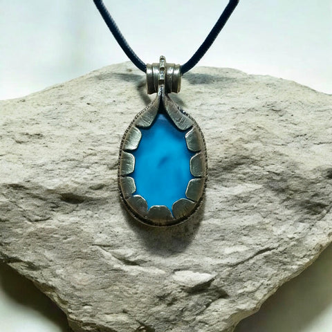 Teal Sea Glass Necklace