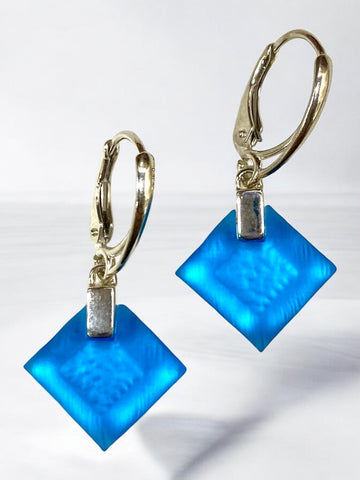 Large Diamond Earrings - Medium Blue