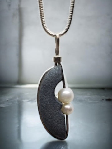 Half Moon Double Pearl Pendant