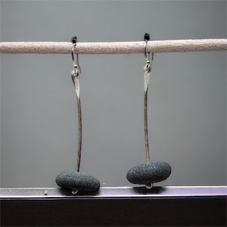 Simple Basalt Drop Earrings