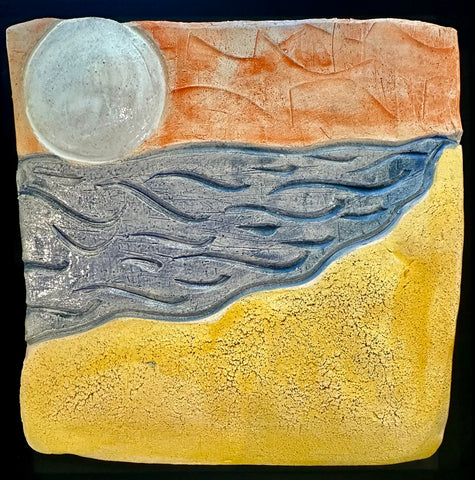 white moon ceramic tile yellow blue orange