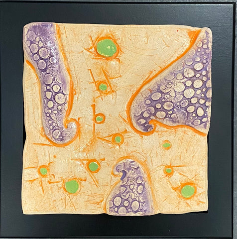 purple spiral abstract tile framed