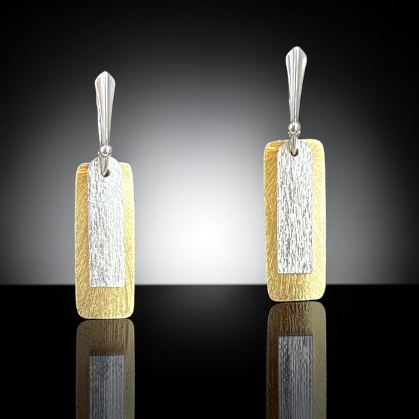 Two Tone Rectangle Earrings