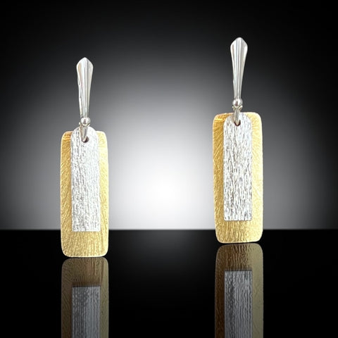 Two Tone Rectangle Earrings