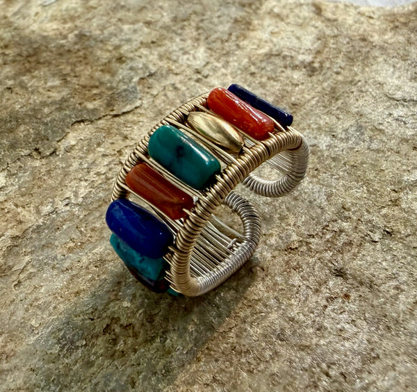 Gold Filled/Sterling Silver Ring with Multi Colored Stones