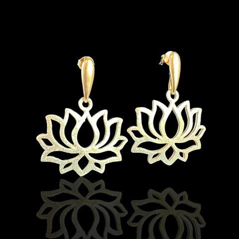 Contemporary Lotus Dangles w/ 24K gold plated posts