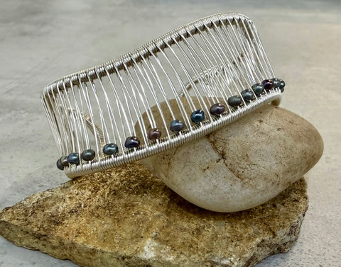 Peacock Pearl Cuff Bracelet