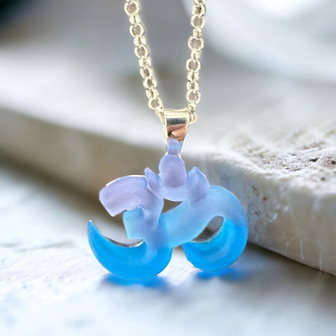 Purple-Blue Om Glass Necklace