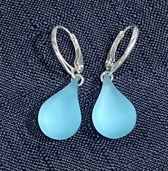Ice Blue Teardrop Glass Earrings