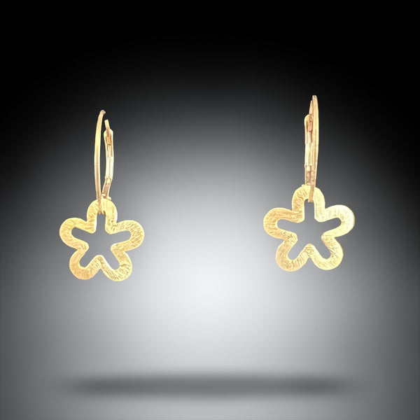 Gold Minimalist Flower Drop Earrings
