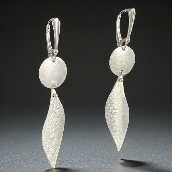 Elongated Leaf Satin Drop Earrings