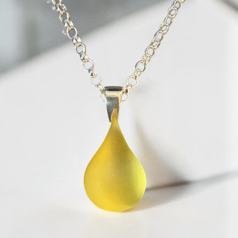 Gold Teardrop Glass Necklace