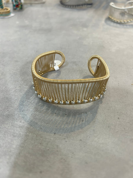 Gold Filled Wave Bracelet with 3mm Squared Beads