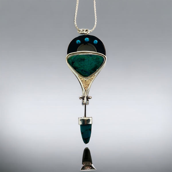 Chrysacola Pendant with Turquoise & Gold