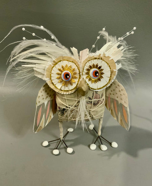 White/Peach Owl by Joyce Curvin
