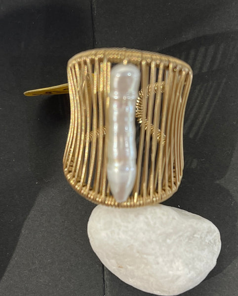 Large Gold Filled Ring with Freshwater Pearl