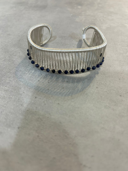 Sterling Silver Wave Bracelet with 3mm Sapphires