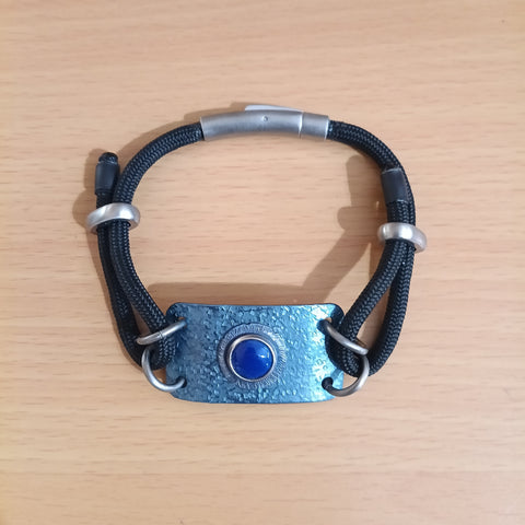 Unisex Mens Anodized Titanium & Enamel Stone Bracelet