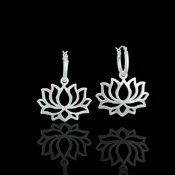 Lotus Dangle AND Sterling Silver Hoop Earrings