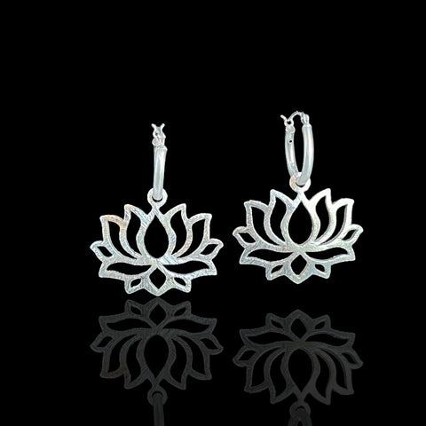 Lotus Dangle AND Sterling Silver Hoop Earrings