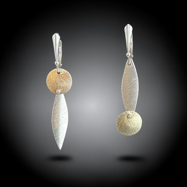 Asymmetrical Silver Gold Marquise Earrings