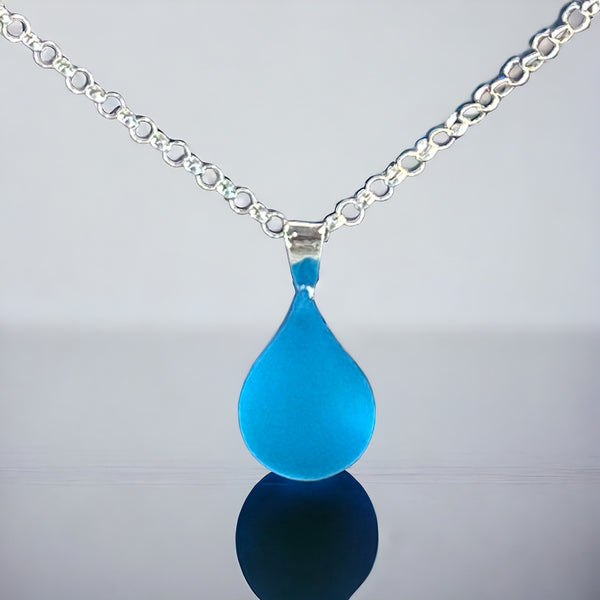 Medium Blue Teardrop Glass Necklace II