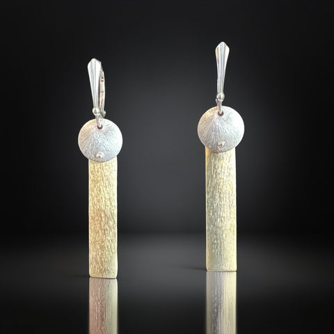 Two Tone Bar and Circle Earrings