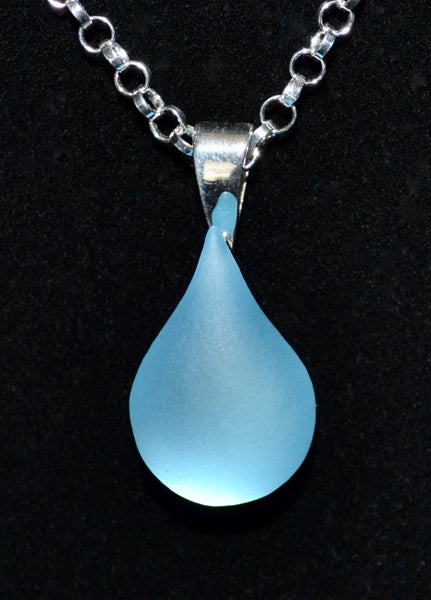Ice Blue Teardrop Glass Necklace