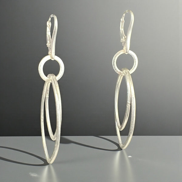 Modern Double Oval Hoop Earrings