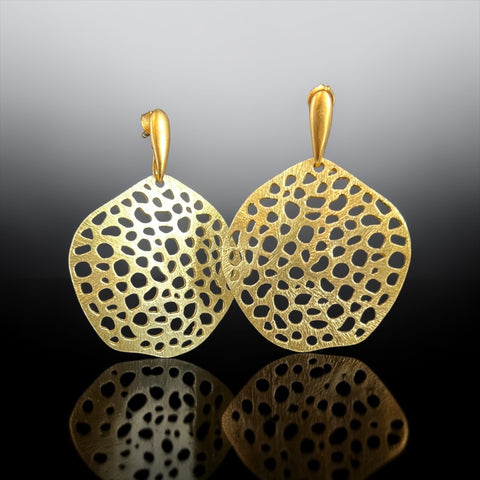 Gold Lace Statement Earrings