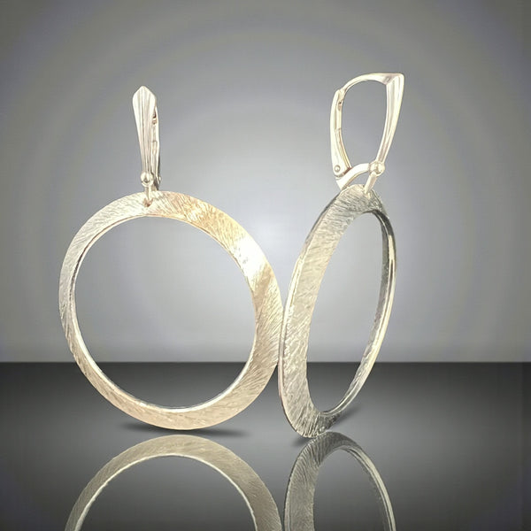 Brushed Satin Circle Drop Earrings