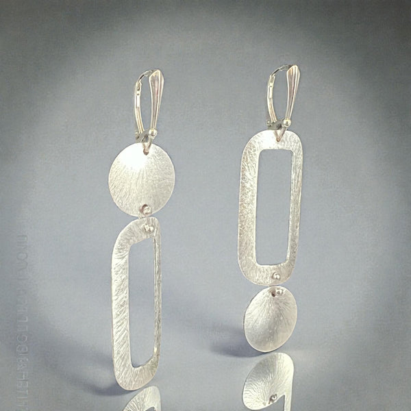 Asymmetrical Mixed Shape Satin Drop Earrings