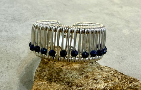 Dark Sapphire Bead Ring
