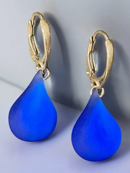Cobalt Glass Teardrop Earrings