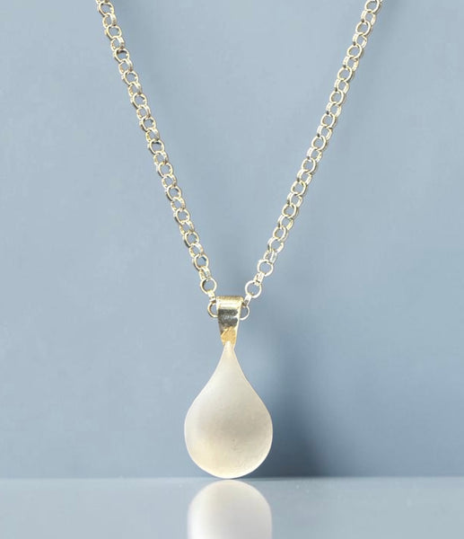 White Teardrop Glass with chain