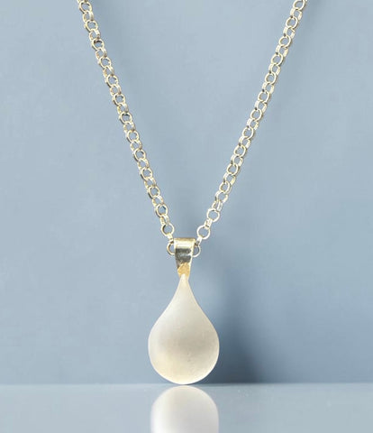 White Teardrop Glass with chain
