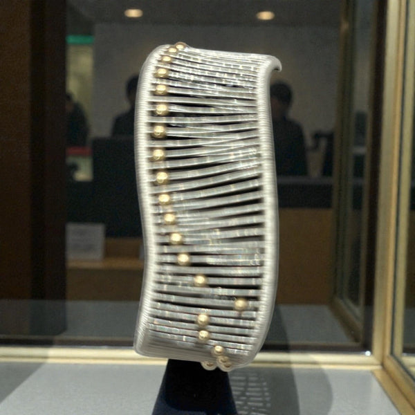 Sterling Silver Wave Bracelet with Gold Filled Balls