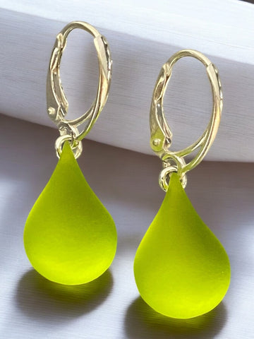 Chartreuse Teardrop Earrings