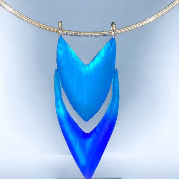 Double Heart Glass Pendant, Cobalt